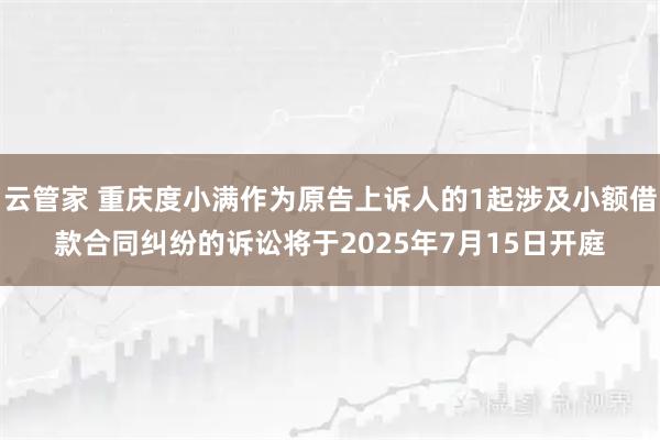 云管家 重庆度小满作为原告上诉人的1起涉及小额借款合同纠纷的诉讼将于2025年7月15日开庭